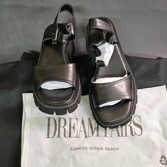 Dream Pairs Lug Sole Low Platform Chunky Block Heel Sq. Toe Ankle Strap Sandal 8 - Picture 8 of 12